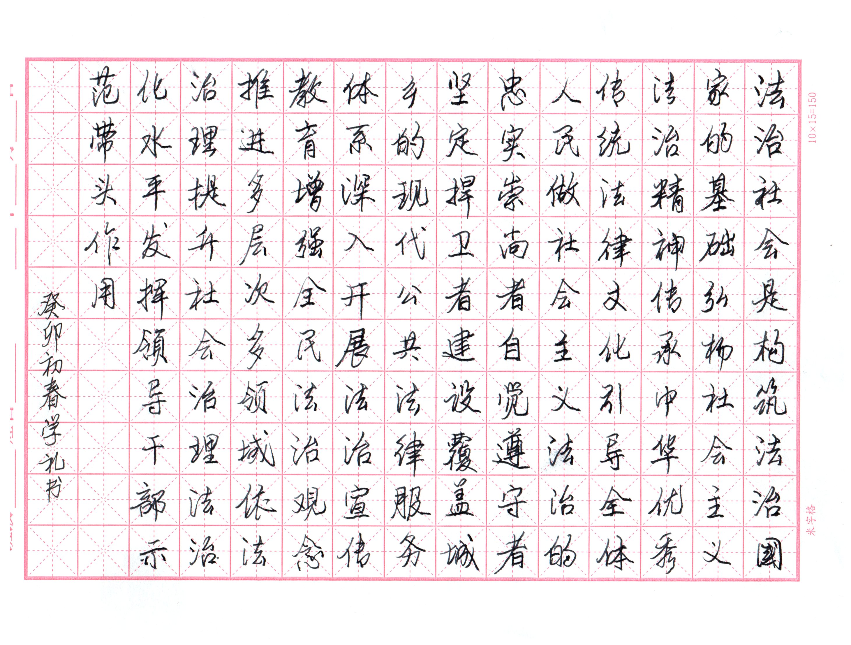 津南区院 胡学礼书法作品《法治社会建设》